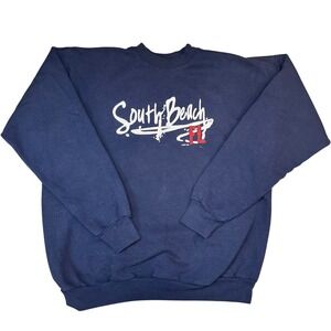 Hanes South Beach FL‎ Sweatshirt Mens Large Navy Blue ComfortBlend Crewneck L